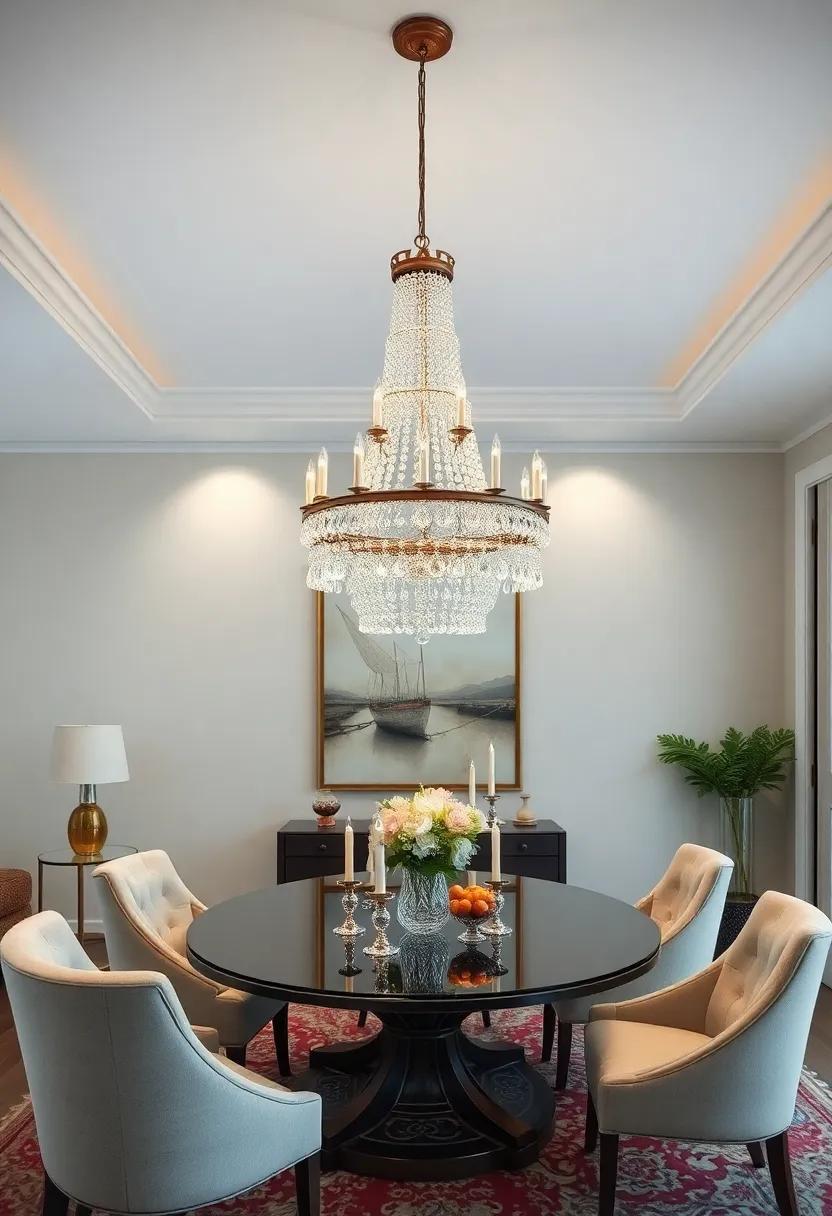 Classic Empire Chandelier Designs With Multi-Tiered Crystals Over Lavish Formal Dining Areas