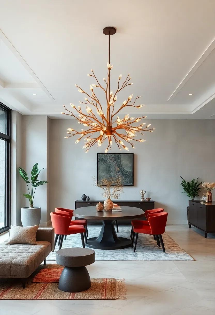 Nature-Inspired Branch Chandeliers With Leaf Motifs and Soft Warm Glow for Botanical Interiors