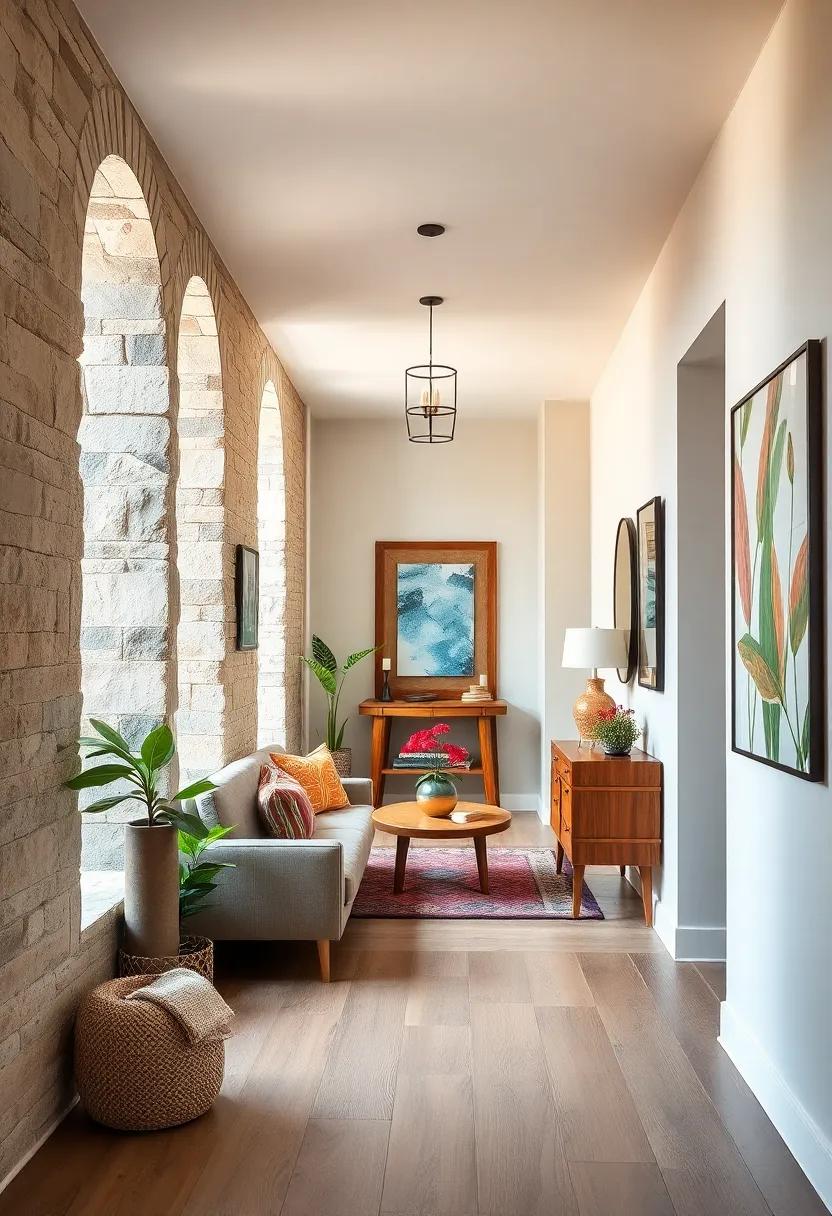 Nature-Inspired Hallways with Bold Botanical Prints and Organic Materials for Fresh Vibes