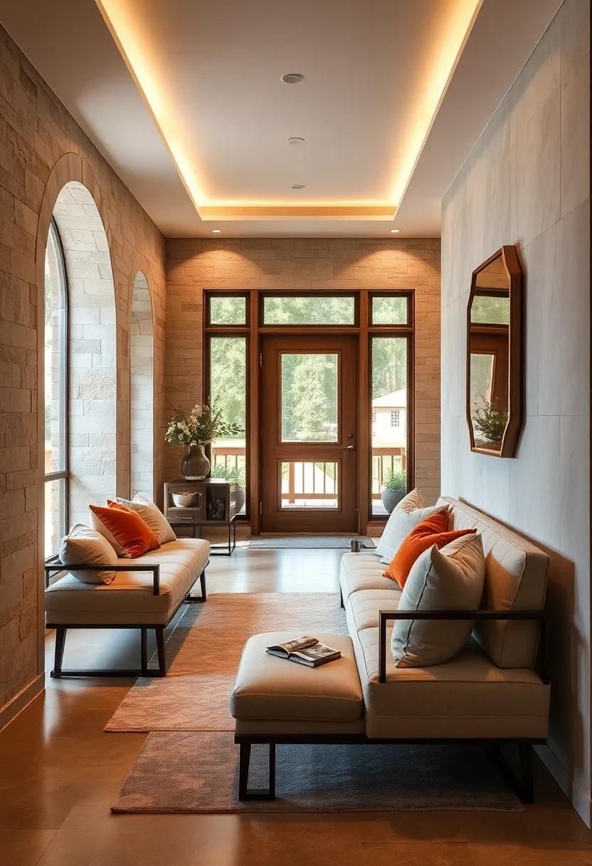 Subdued Earth Tones and Gentle Upholstery Fabrics Blending Into Serene Entryway Environments