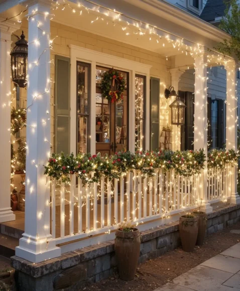 Porch Railing Christmas Lights Ideas
