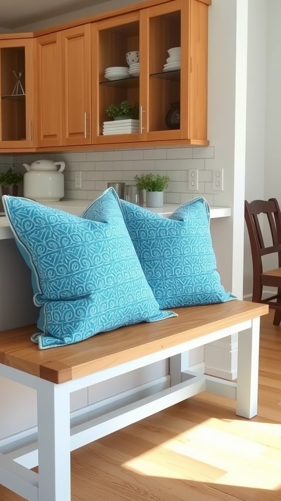 Azure blue accent pillows