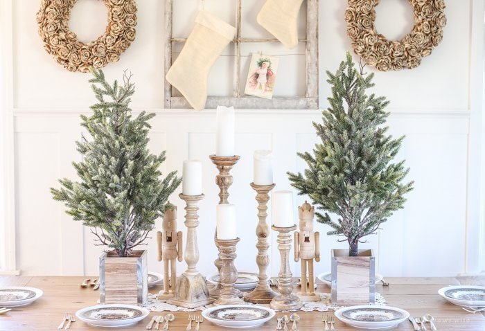 Natural Wood Farmhouse Table Centerpiece