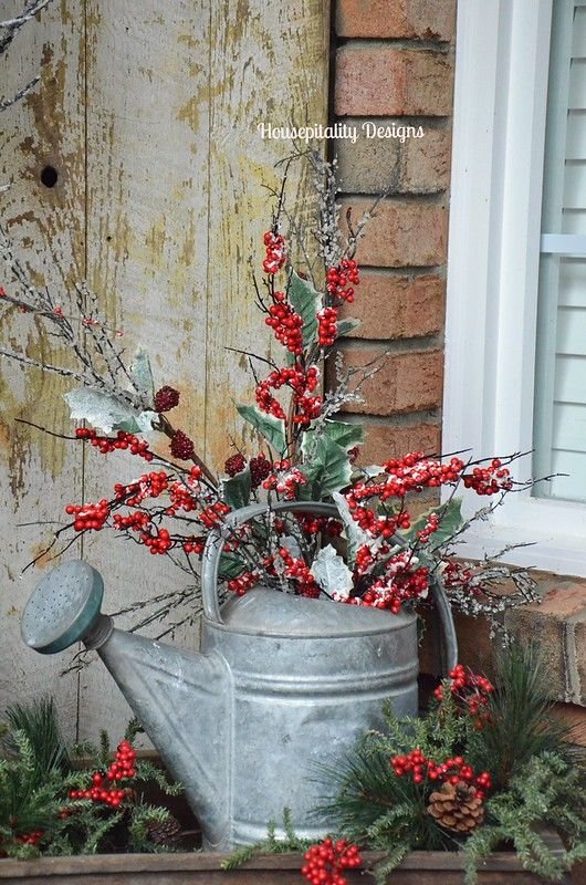 Weathered Metal Watering Can Centerpiece