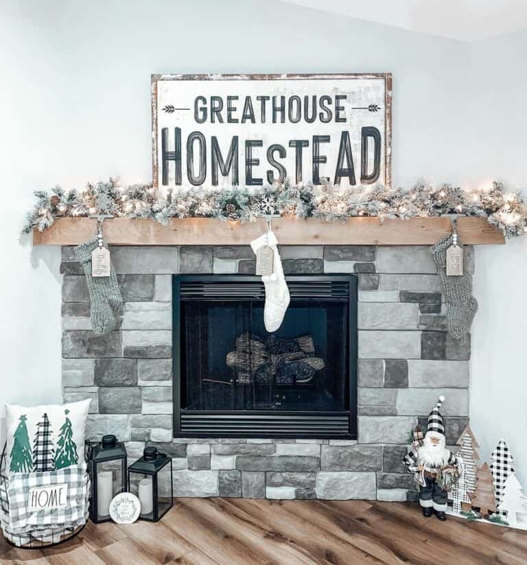 Elegant Gray Stone Fireplace
