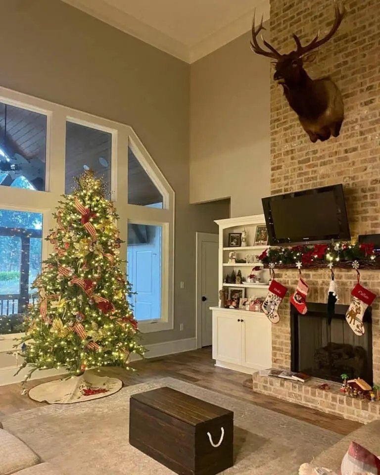 Cozy Beige Brick Mantel
