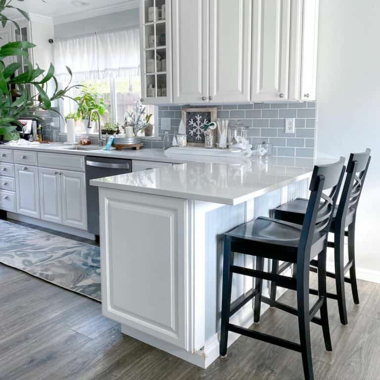 Sleek Gray Subway Tile Kitchen Backsplash