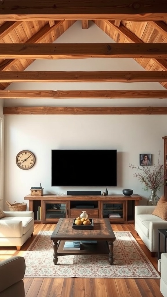 rustic wood beam feature