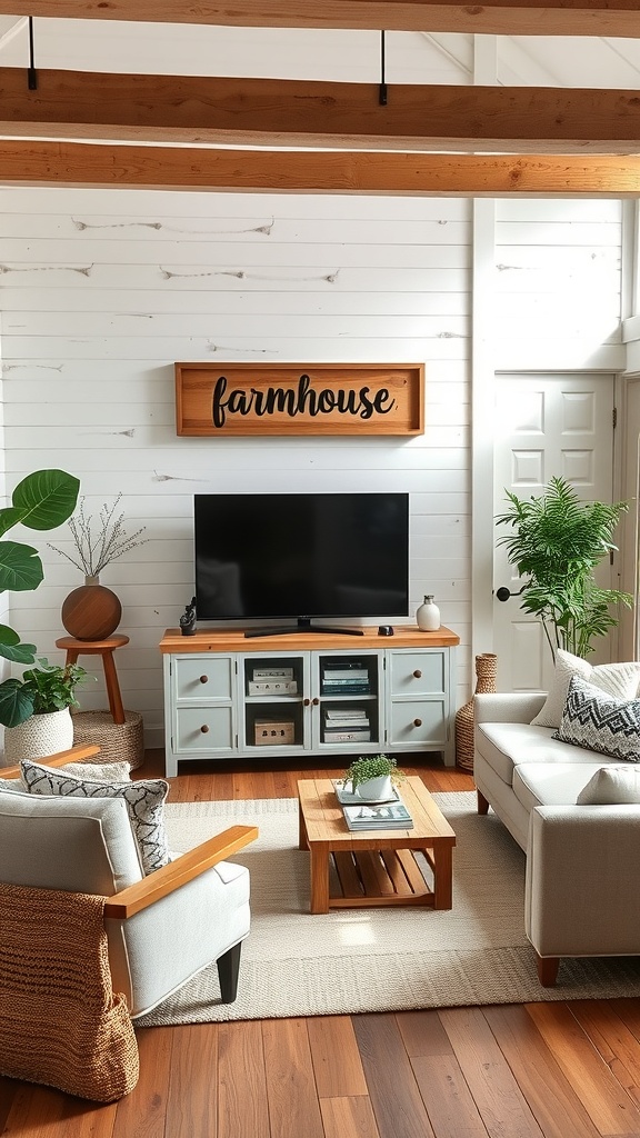 modern farmhouse tv setup