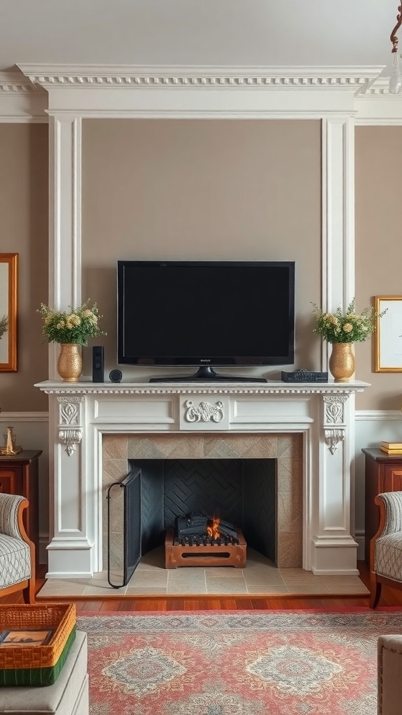 classic mantel for tv display