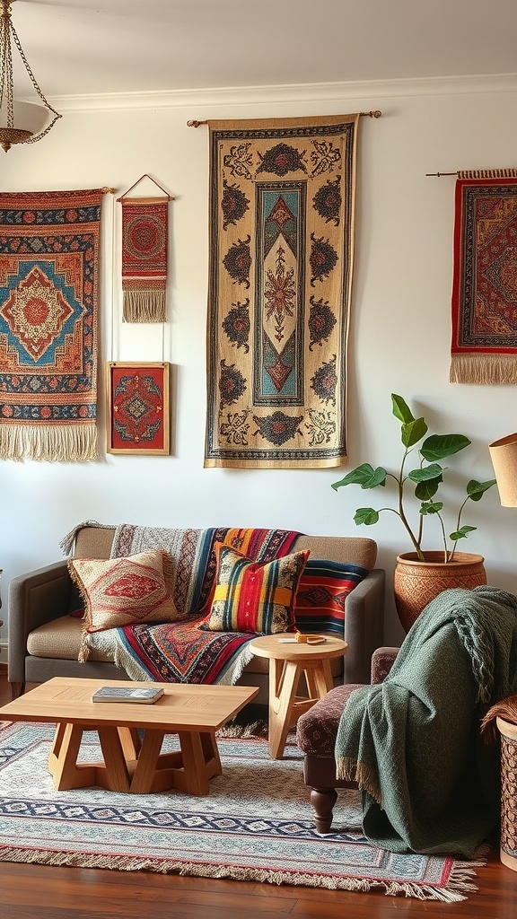 Colorful global textiles and cushions