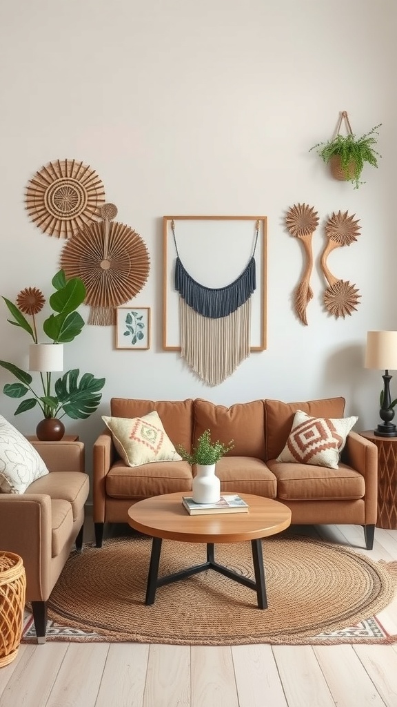 Handmade wall decor and natural textures