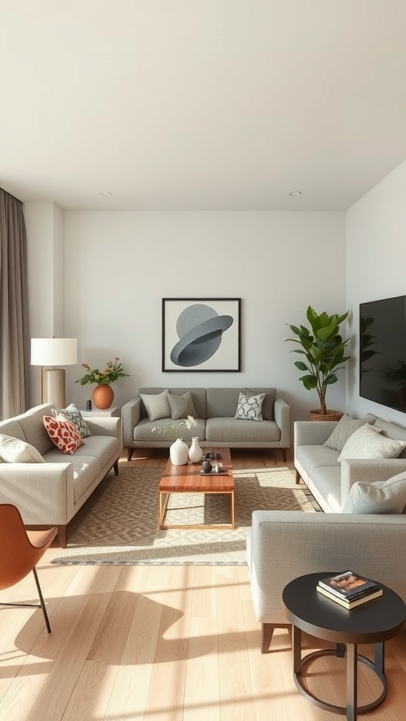 Furniture arrangement creating zones