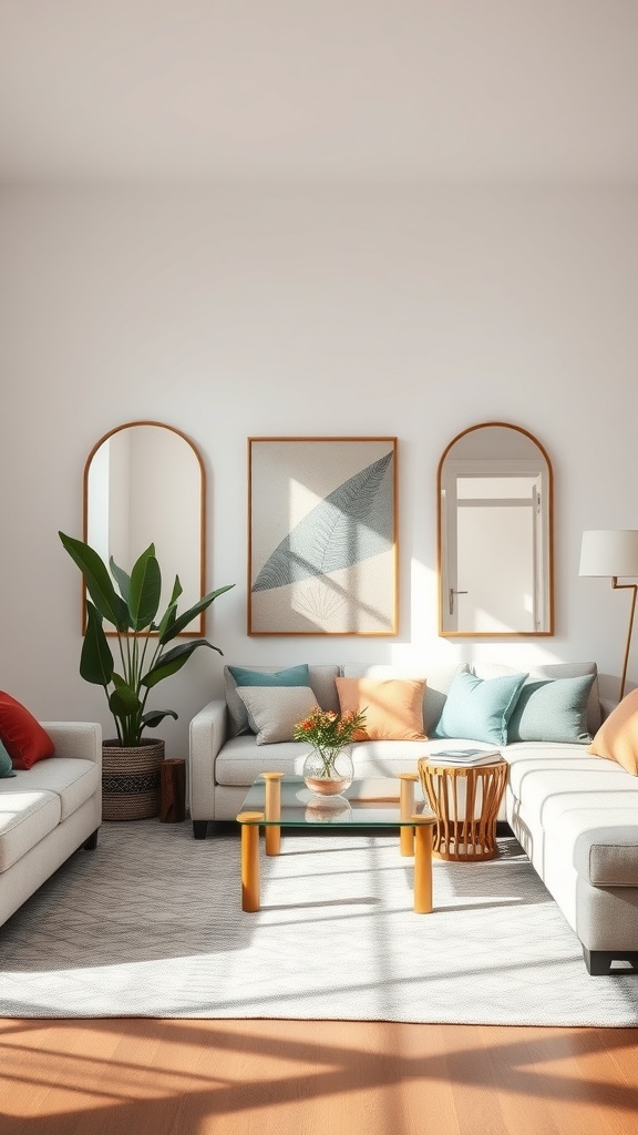 Wood-framed mirrors for depth