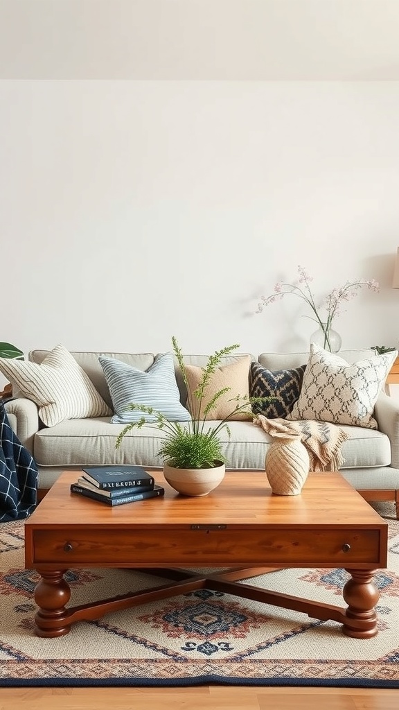 Wooden coffee table centerpiece