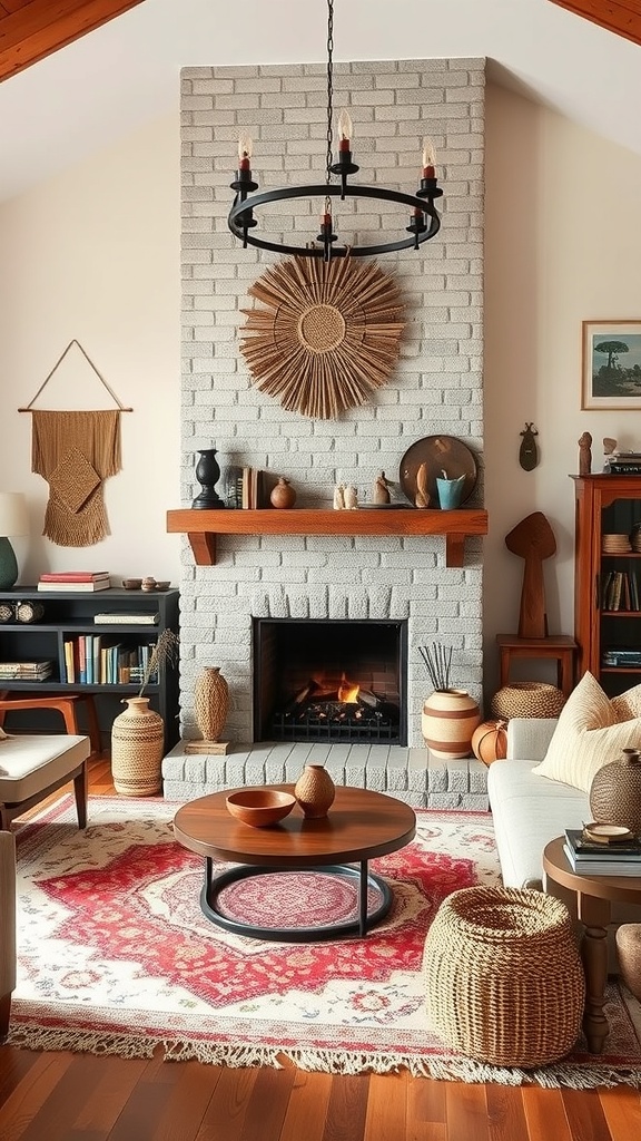 Fireplace with natural decor