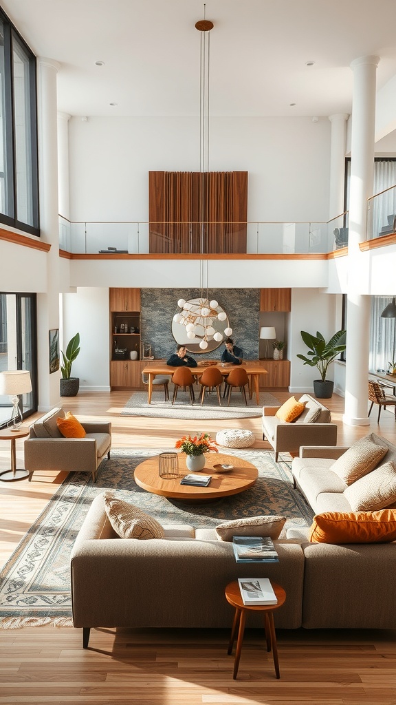 Open yet intimate boho living room