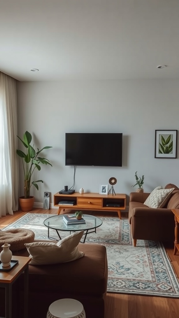 Modern tech integrated in boho living room