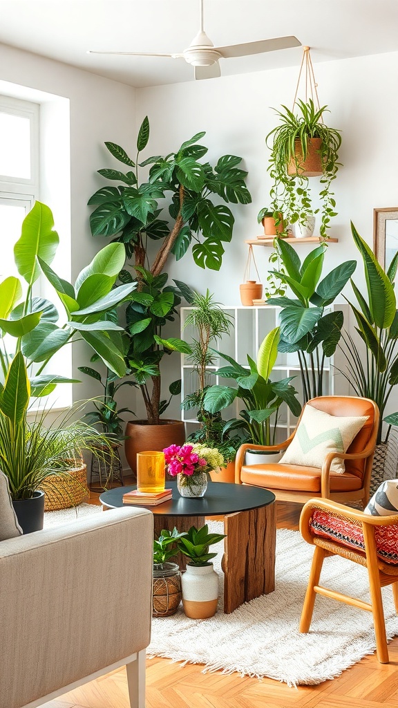 indoor plants in living room