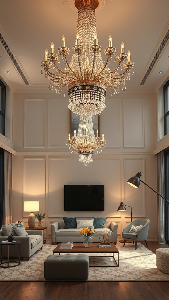 luxury chandelier in living room