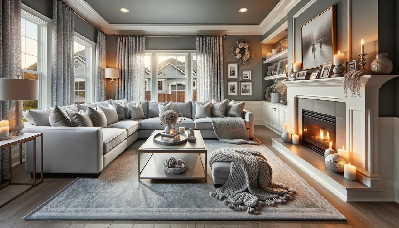 gray and silver living room