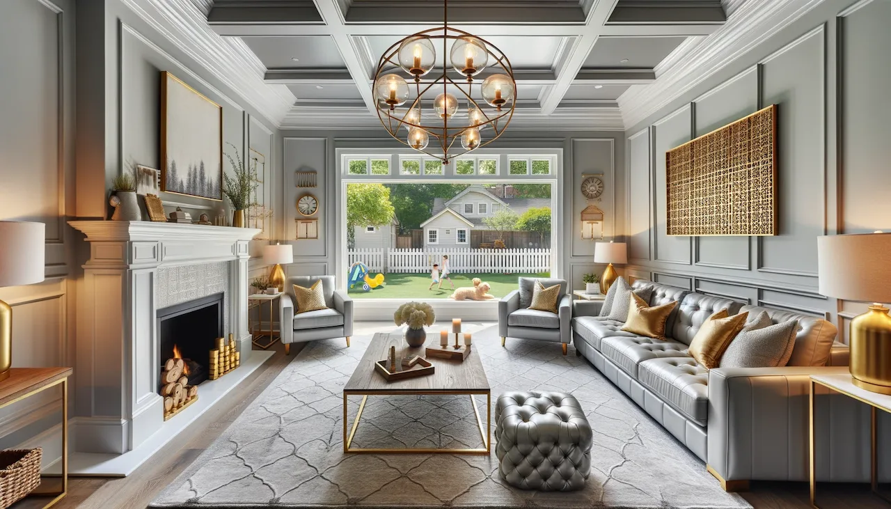 gold and silver living room