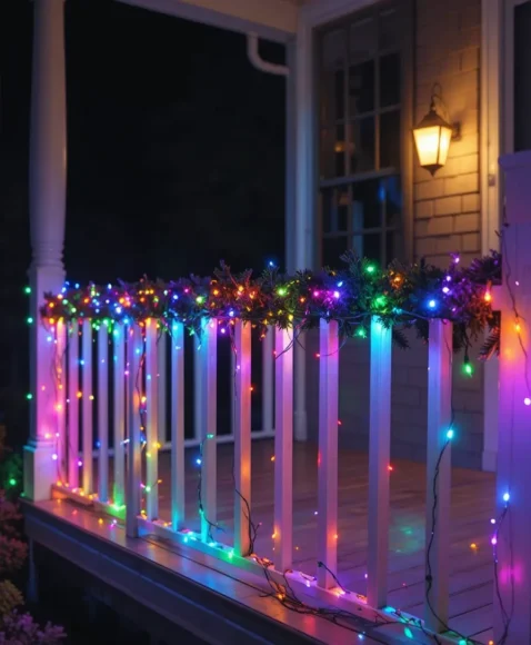 Porch Railing Christmas Lights Ideas