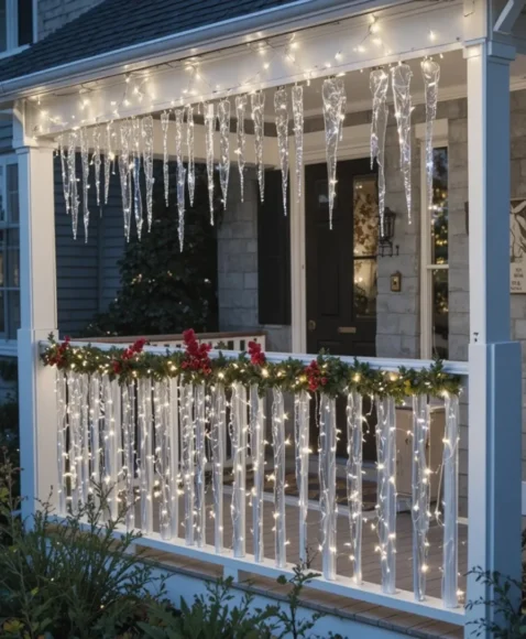 Porch Railing Christmas Lights Ideas