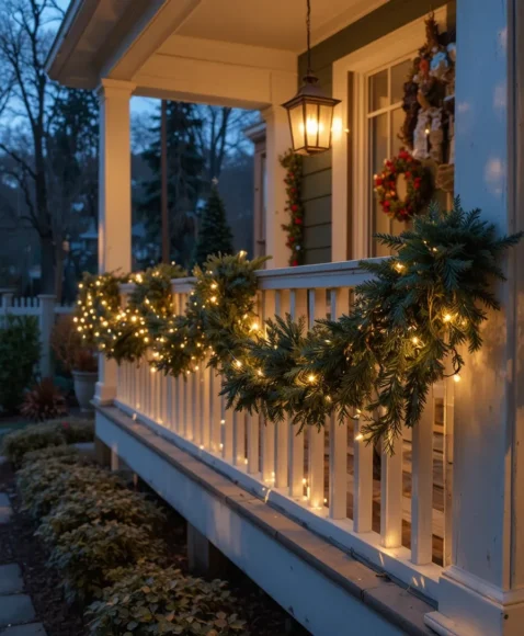 Porch Railing Christmas Lights Ideas
