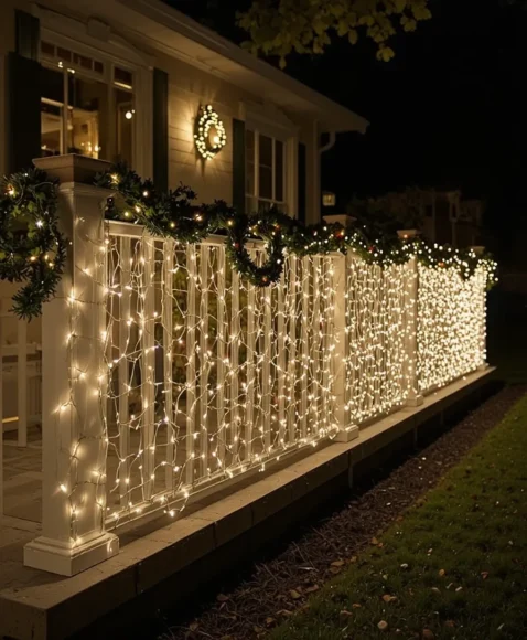 LED Net Lights on Railings