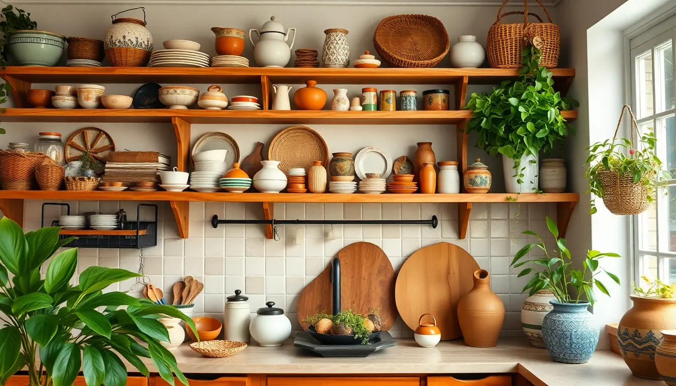 Boho Kitchen Open Shelving