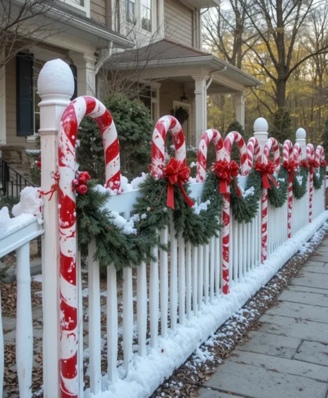 Candy Cane Fence Decor
