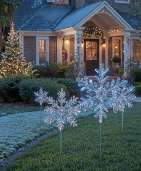 Snowflake Stakes in the Lawn
