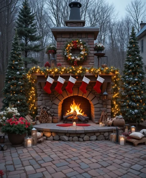 Outdoor Fireplace Scene