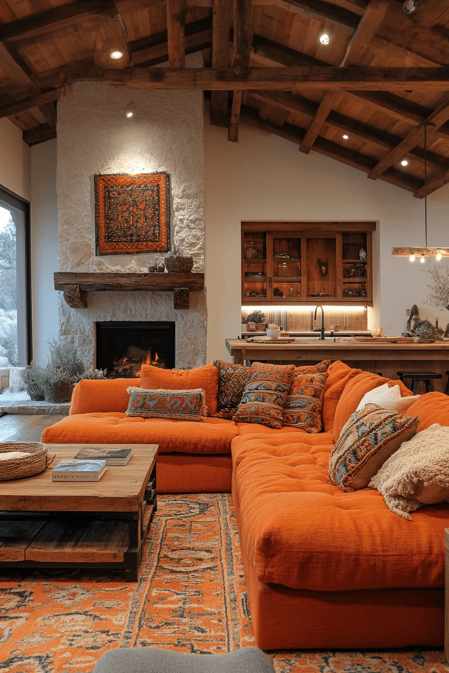 29 Orange Couch Living Room Ideas That Bring Energy and Joyful Style orange couch living room