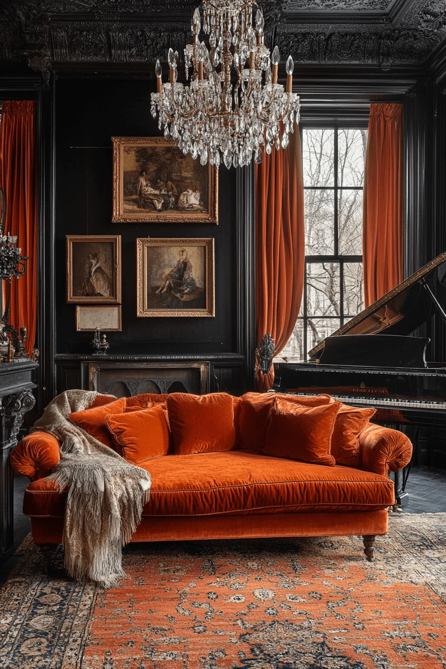 29 Orange Couch Living Room Ideas That Bring Energy and Joyful Style orange couch living room