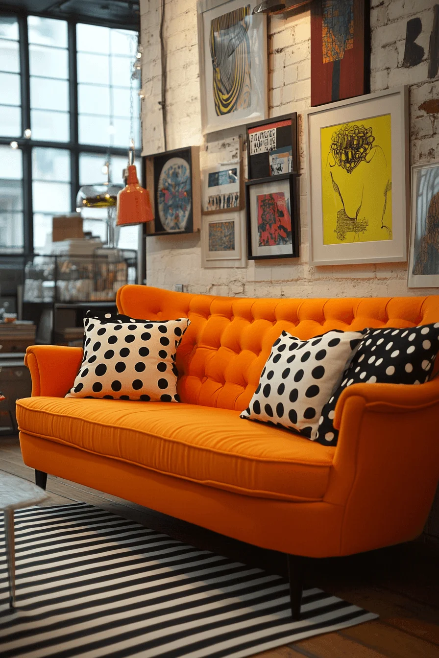 29 Orange Couch Living Room Ideas That Bring Energy and Joyful Style orange couch living room