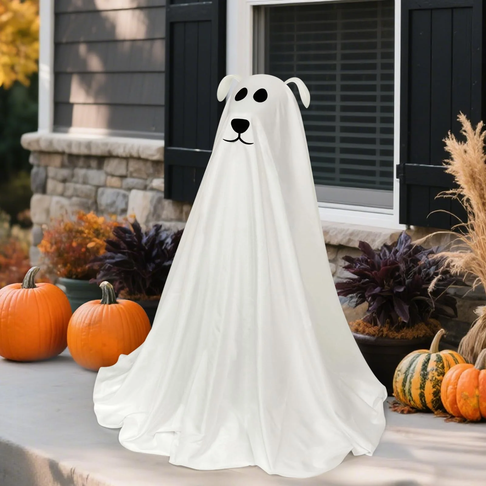 Cute Halloween Ghost Dog Decoration Light-Up Ghost Dog Halloween Decor