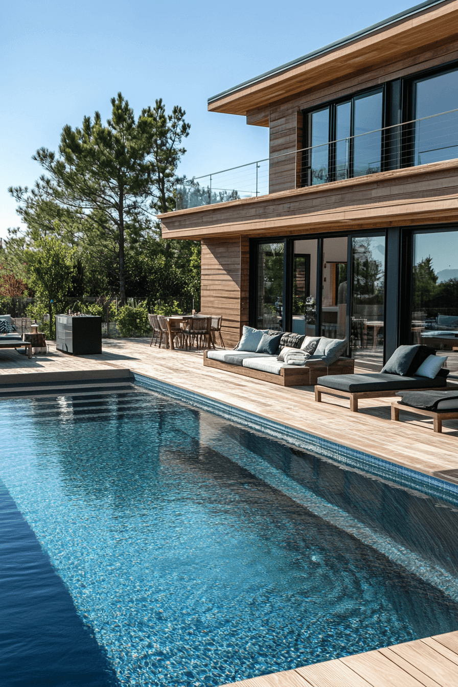 29 Backyard Deck Ideas to Inspire Your Next DIY Project modern poolside deck
