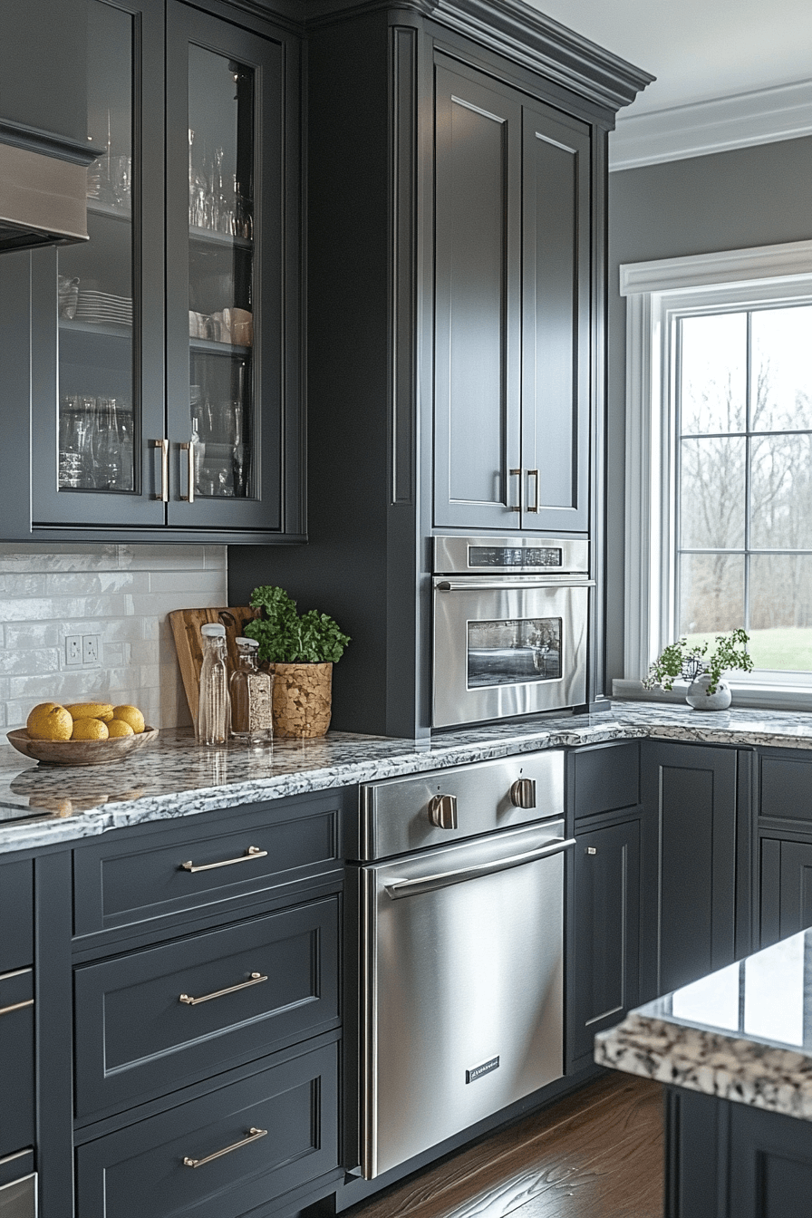 dark grey kitchen cabinets