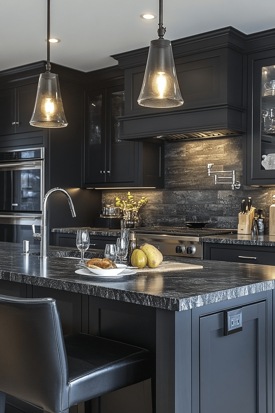 dark grey kitchen cabinets