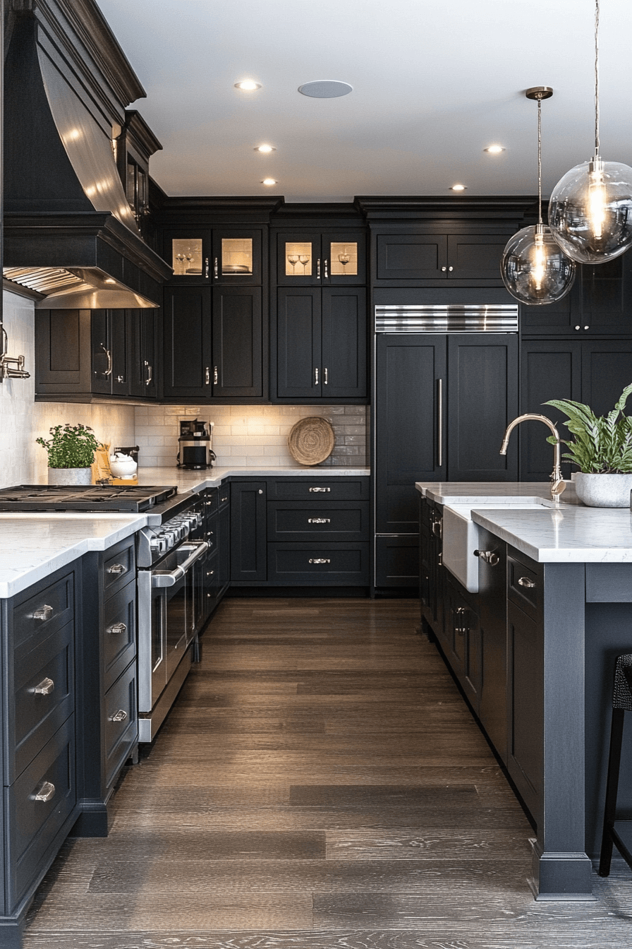 dark grey kitchen cabinets