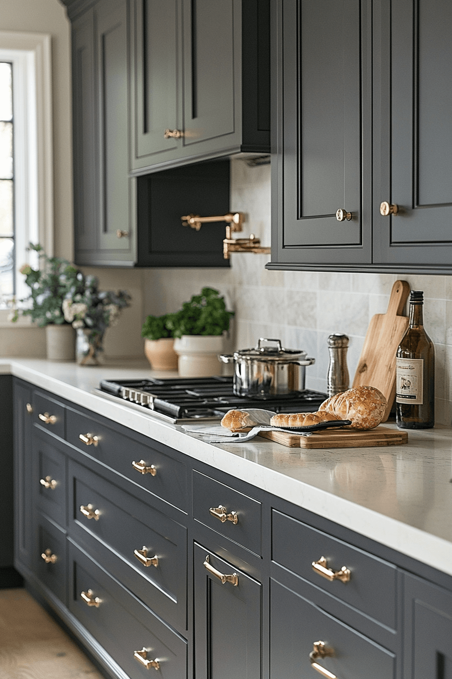 dark grey kitchen cabinets