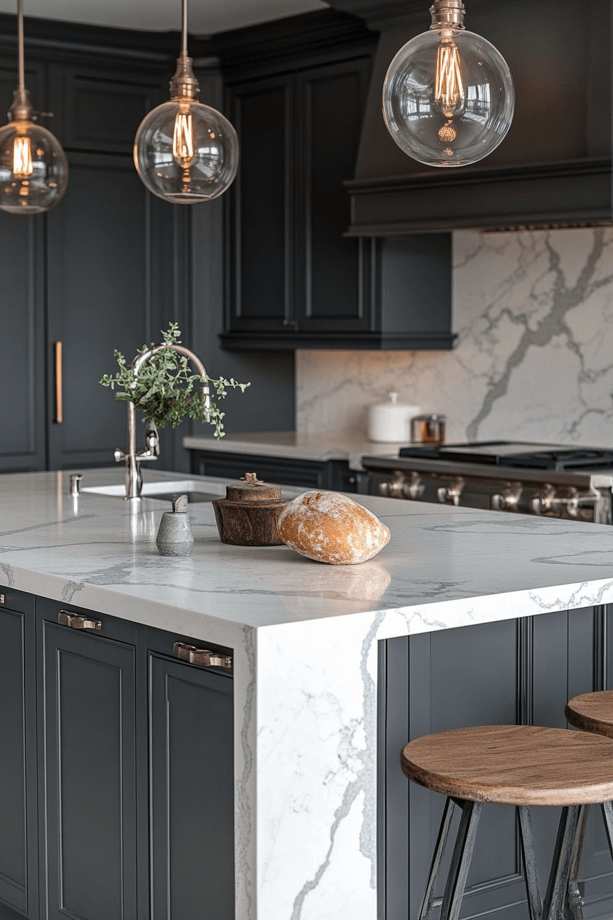 dark grey kitchen cabinets