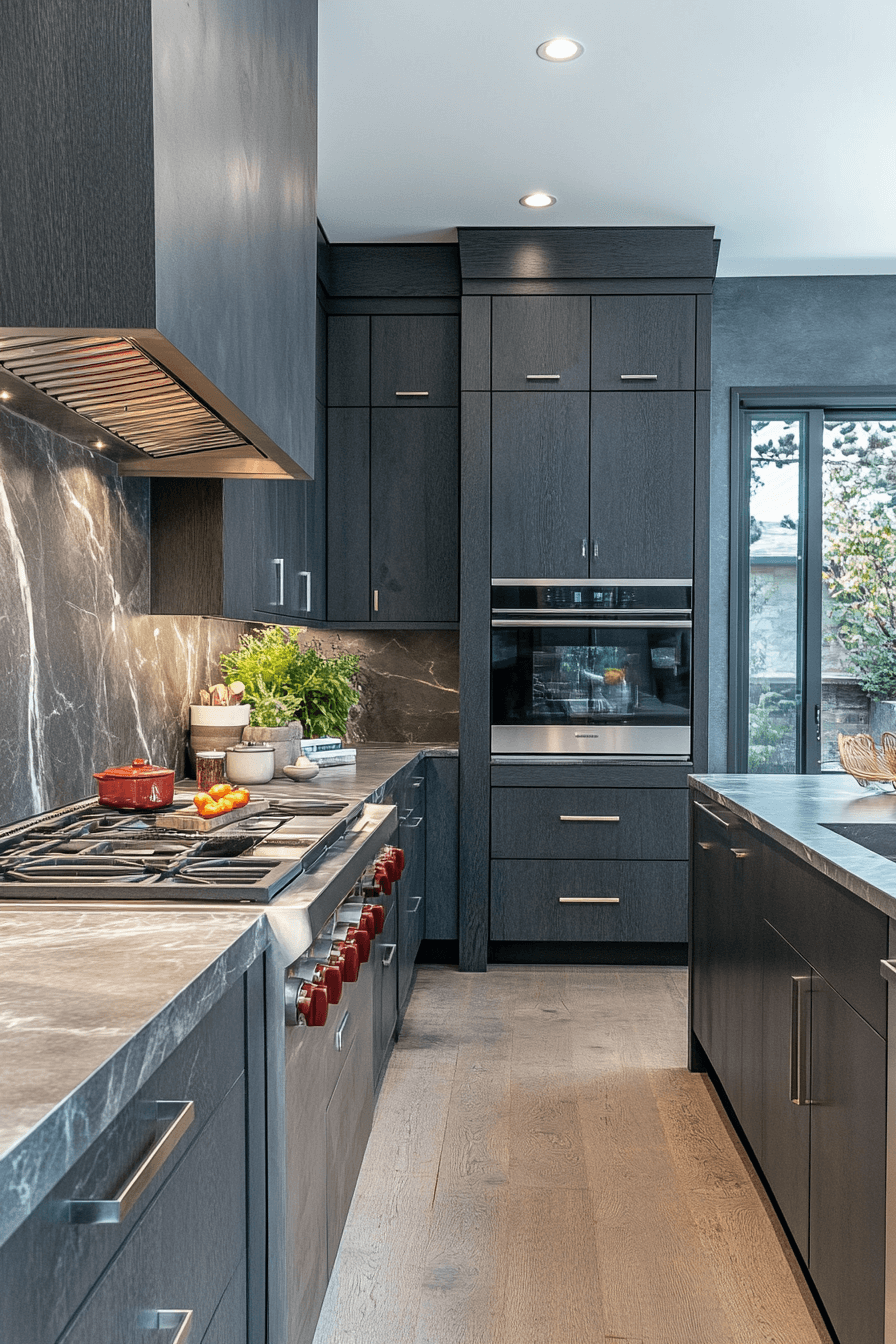 dark grey kitchen cabinets