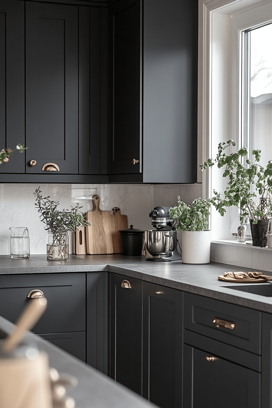 dark grey kitchen cabinets