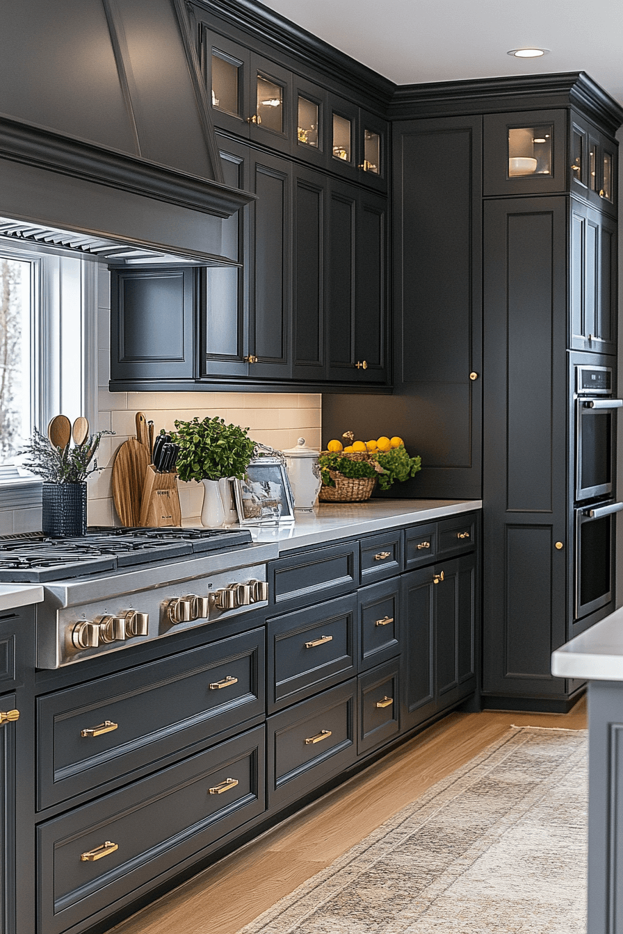 dark grey kitchen cabinets