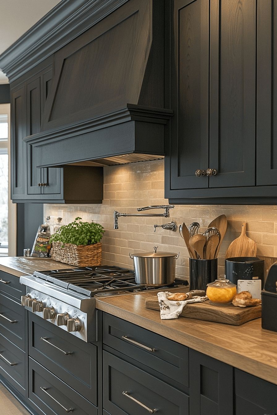 dark grey kitchen cabinets