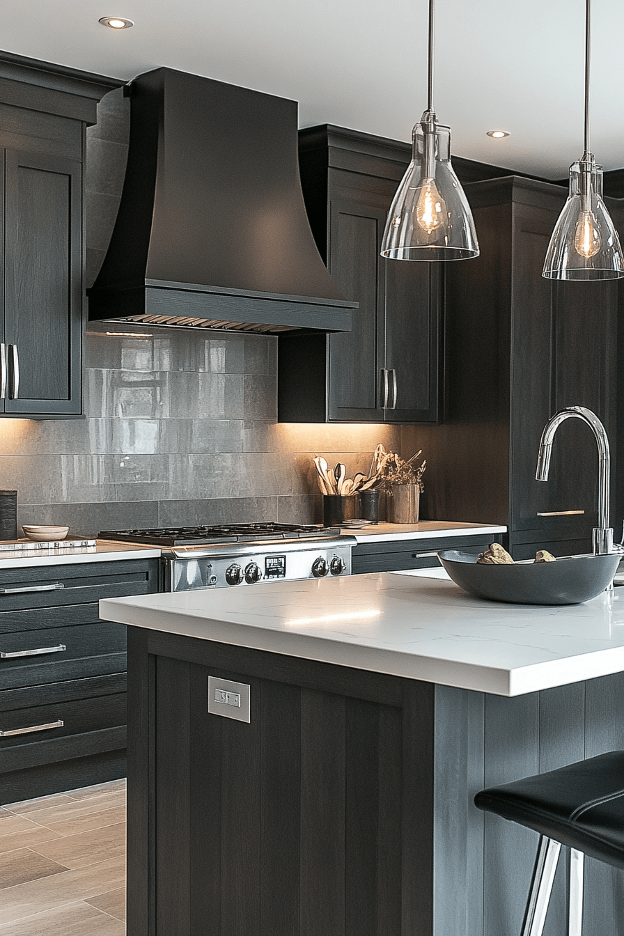dark grey kitchen cabinets