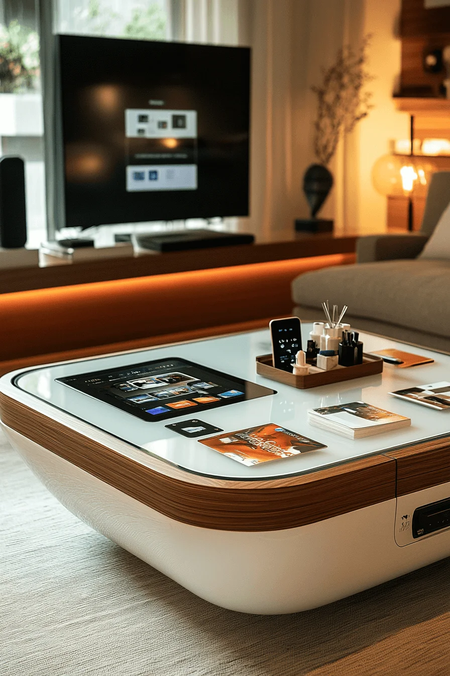 tech-savvy coffee table decor